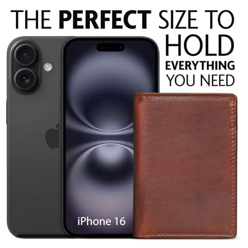 Classic Trifold Wallet for Men, RFID Blocking, Double Bill Compartment, Full Grain Cowhide Leather Wallet, Vintage Brown3