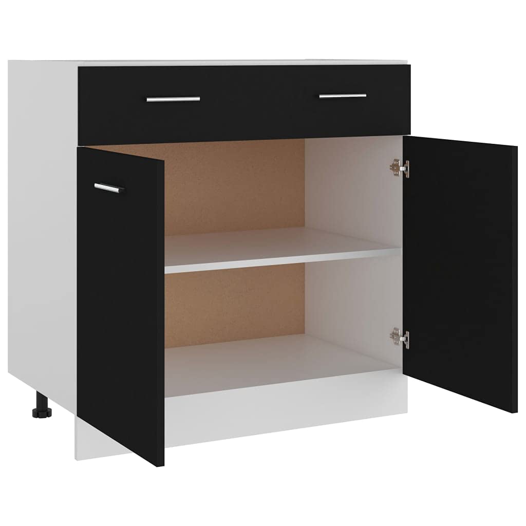 vidaXL Unterschrank 80x46x81,5 cm, Schwarz, Holzwerkstoff, Bad- & Küchenschrank, Unterbeckenschrank, Wandmontierbar