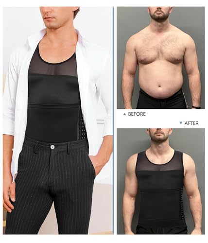 Tailong Men Body Shaper Slimming Vest Tight Tank Top Compression Shirt Tummy Control Underwear Moobs Binder thumb #4