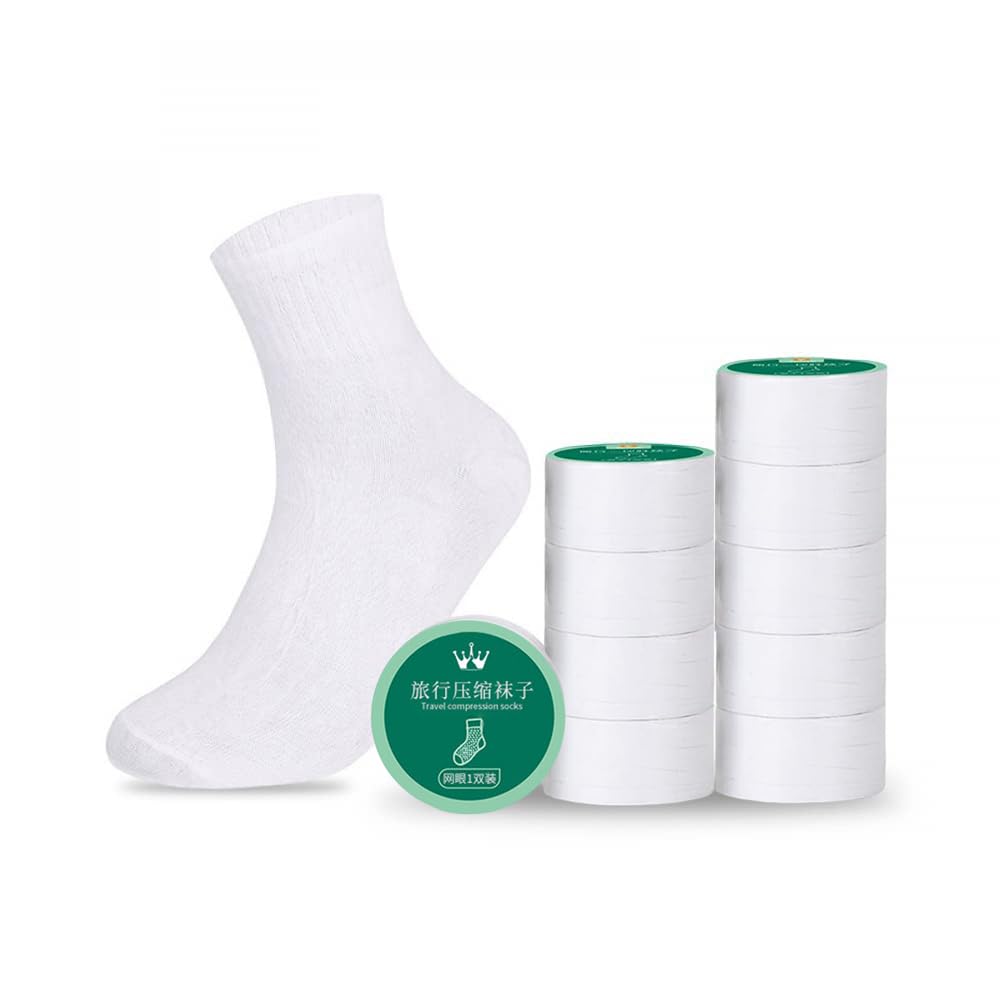 Goodern 10 Pairs Disposable Socks Set for Men,Travel Portable Replacement Elastic Stockings,Disposable Cotton Breathable Socks,Travel Socks,Suitable for Sports Business Travel,Free Size