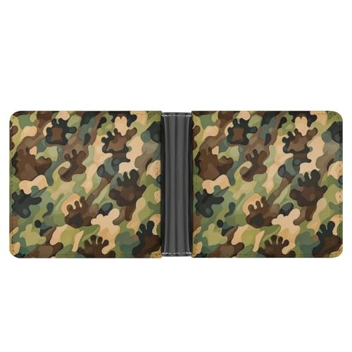 Dog Paws Camouflage Funny Billfold Wallet Credit Card Holder Slim Passcase Pouch Purse for Men Women