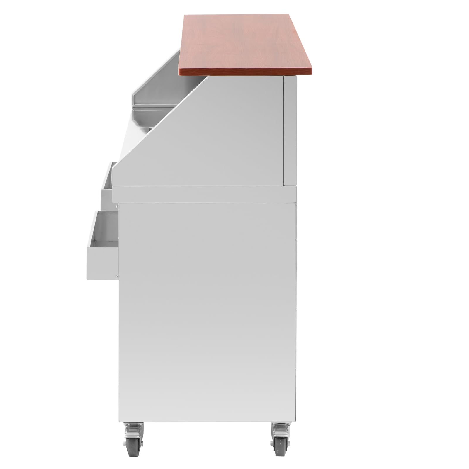 Royal Catering Banco per cocktail mobile Con contenitore per ghiaccio e portabottiglie Bancone da 150 cm effetto legno Royal Catering Cocktail station Stazione bar Workstation per Cocktail Bar Station