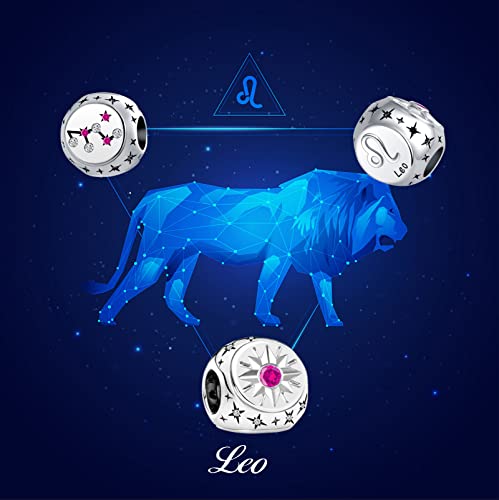Leo Horoscope Zodiac Sign Birthday Charm Constellation Clear CZ Astrology Bead for Bracelet Necklace3