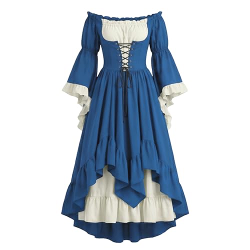 Generisch Partykleid Damen Ballkleid Renaissance Mit Schnürung Und Puffärmeln Vintage Kostüm Für Halloween Cosplay Festliche Anlässe Schwarzes Kleid Wickelkleid