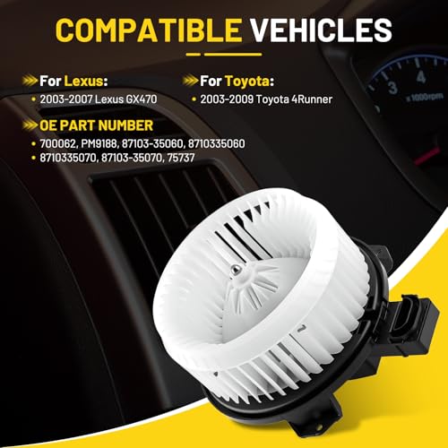 Image of 700062 HVAC Blower Motor Fit for Lexus GX470 2003-2007, for Toyota 4Runner 2004-2009 Blower Motor Replacement 8710335060 8710335070 TO3126114