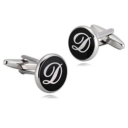 Gemelos de Acero Inoxidable Negro y Blanco con Letra d