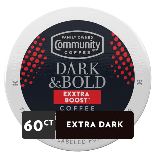 Image of Community Coffee Exxtra Boost K-Cups, Dark Roast, 10 Count (Pack of 6)