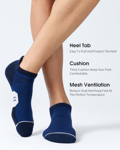 Image of CS CELERSPORT Men's Ankle Running Socks with Cushion, Arch Support Low Cut Athletic Tab Socks for Men Women 6 Pack