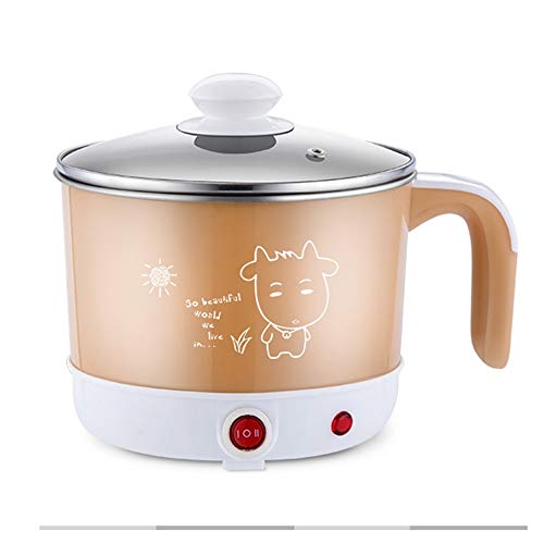 Xyanzi dianzhuguo 1.2L Multi-function Mini Portable Electric Skillet for Dormitory Cooking Hot Pot 1-2 People Pink/Blue/Khaki 2 Models 600W (color : Brown A)