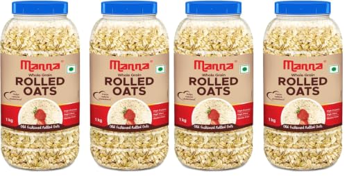 Image of Manna Rolled Oats 2kg | Gluten Free | Traditional Oats | Diabetic Friendly | Wholegrain 1kg (Pack of 4)
