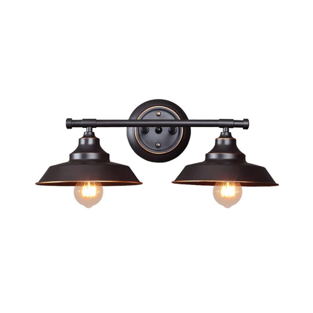 HXYSXHJUO 2-Light Vanity Wall Light Fixture, E27 Base Steampunk Rustic Sconces with Glass Shade for Powder Room, Hallway, Kitchen, Mirror, Bedroom