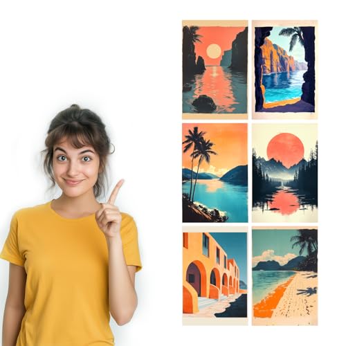 Image of SiddArtify Coastal Wall Art Prints Set - Tropical Beach Poster Decor for Living Room Bedroom Office - 12x18 inch Board Pack of 6