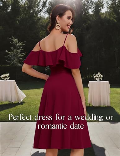Bbonlinedress Womens Off The Shoulder Cocktail Dress, Formal Wedding Guest Prom Party Homecoming Graduation A-line Midi Dress2