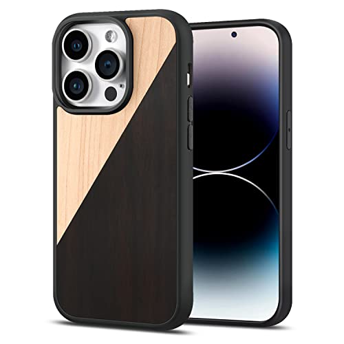 Coque iPhone 14 Pro bois véritable étui de protection mince 6,1 pouces