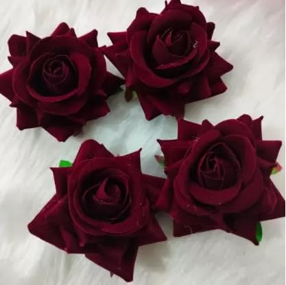 SHREYA-FASHION® - Elegant Rose Flower Hair Clip, Indian Hair Juda Bun Maker, Barrette Ties for Girls | Women Hair Accessories (2 Pair) (Maroon) (B0B8XVPBJR) Amazon Price History, Amazon Price Tracker