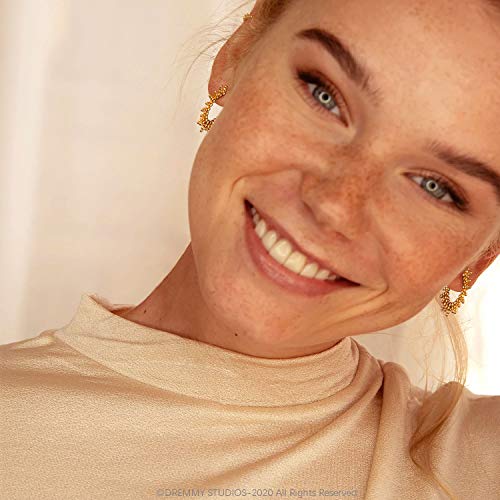 DREMMY STUDIOS Beads Huggie Hoop Earrings for Women Huggy Hoop Sleeper Dainty Cute Simple 14K Gold Tiny Spike Hoop Earrings Drop Charm Ear Cuff Dangle Spike Punk Earrings Men - Thumbnail 3