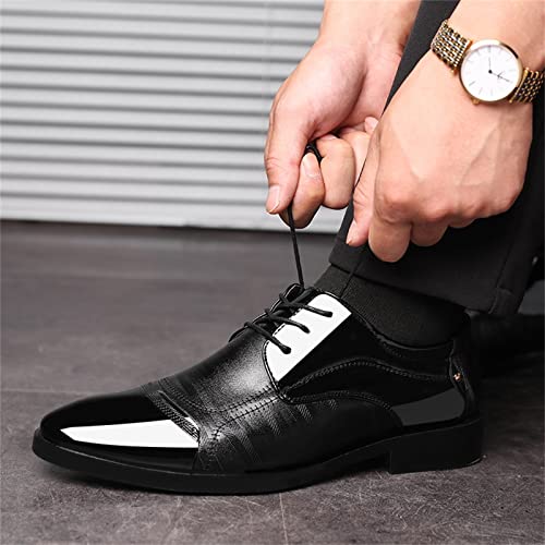 Mens Elegant Derbby Patent Cap Toe Derbby for Men Comfortable Leather Dressy Shoes with Low Heel Mens Supple Business Formal Shoes Casual Lace up Waterproof Daily Footwear[4