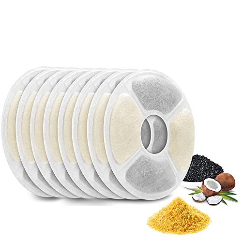 ECOSI Cat Water Fountain Filters,Fountain Replacement Filters Pet Fountain Filter Drinking Fountain Filters Flower Water Dispenser Filter with Resin and Active Carbon 8 Pack