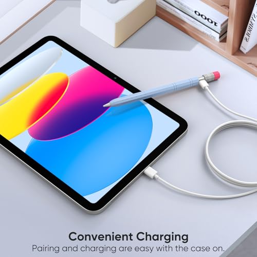 Image of Fintie Silicone Sleeve for Apple Pencil (USB-C), Light Pen Skin Case Cover Soft Protective Anti-Slip Pencil Grip Holder, Supports Magnetic Attachment, Sky Blue