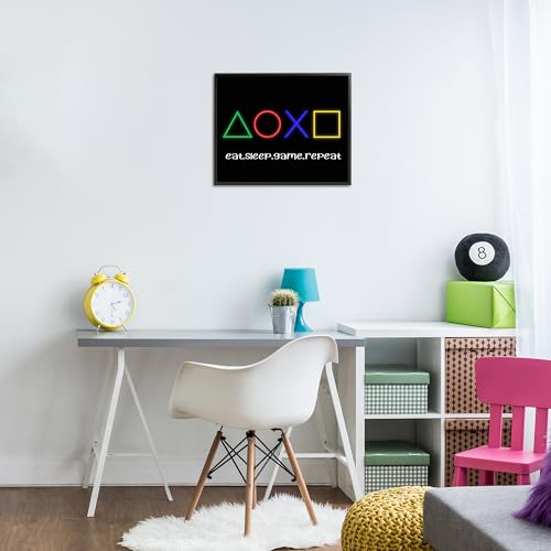 Tableau de jeu néon encadré pour décorer un mur blanc de gamer - 3