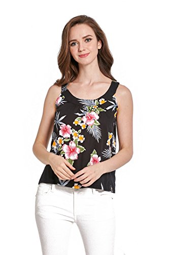 Couple Matching Hawaiian Luau Outfit Aloha Shirt and Tank Top in Hibiscus in 3 Colors4