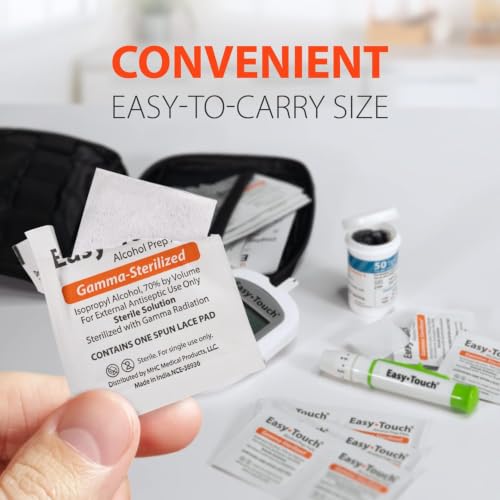 Image of Easy Touch U-100 Insulin Syringe with Needle, 31G 1cc 5 /6-Inch (Box of 100) + Easy Touch Gamma-Sterilized Alcohol Prep Pads (4 Boxes of 100) Bundle, Diabetes Injection Supplies