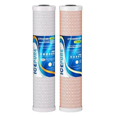 ICEPURE 2-Stage 20" x 4.5" Whole House Water Filter Combo Set, 20 Inch CTO Carbon Block Cartridge and KDF Heavy Metal Removal Water Filter Replacement for FC25B, CB-BB-20, DB20P, Pack of 1