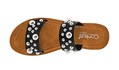 Corkys Footwear Womens Bad Romance Sandals - Featuring Dome Embellished Straps, And An Easy Slip-On Design - Stylish and Comfortable for Everyday Wear4