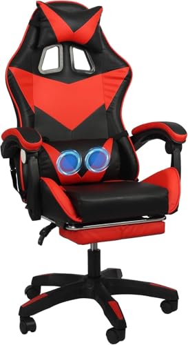 COZYBRITE Chaise Gaming Ergonomique Massage à 2 Points, Fauteuil de Bureau avec Repose-Pieds, Appui-Tête & Lombaire Réglables, Capacité de Charge de 150...
