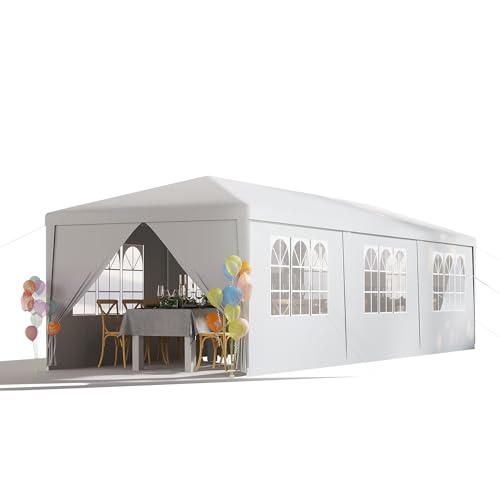 EROMMY 10x30FT Outdoor Party Tent, White Waterproof Event...