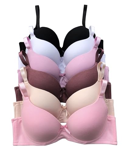 Image of Viola's Secret 6 Pack of Color Print T-Shirt Bras B Cup C Cup and D Cup