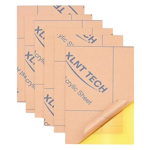 Image of 6 PCS Yellow Transparent Cast Acrylic Sheets 8 inch x 12 inch x 0.118 inch, Plexiglass Plastic Sheet for Laser Cutting, Engraving Signs, DIY Projects.