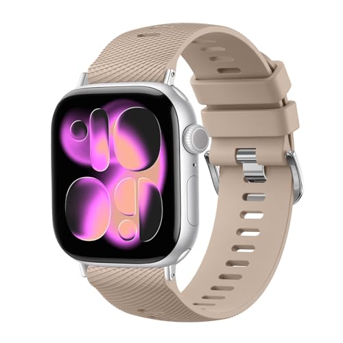 Meliya Bands Compatible with Apple Watch 38mm 40mm 41mm 42mm 44mm 45mm 46mm 49mm, Sporty Silicone Replacement Waterproof Straps for iWatch Series 10 9 Ultra 8 7 6 5 4 3 2 1 SE-Milk Tea