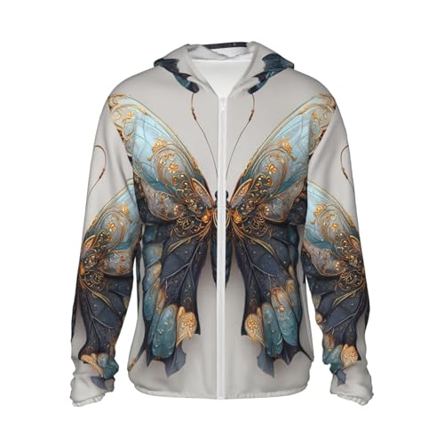 UPF 50+ Elegant Butterfly Sun Protection Hoodie Rash Guard Shirt Long Sleeve Sun Shirt Lightweight Jacket