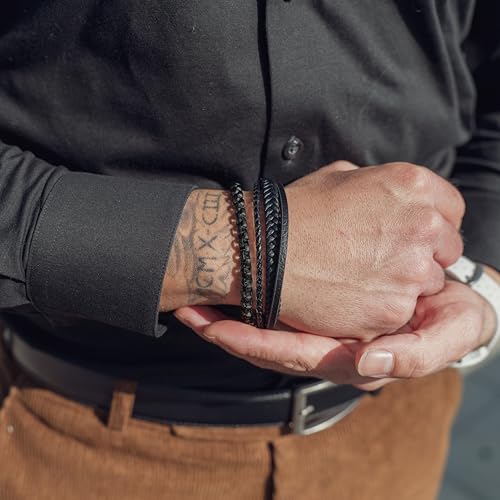 Image of SERASAR Premium Leather Bracelet Men | Stainless Steel Magnetic Clasp | Three Colors | Jewelry Box Included