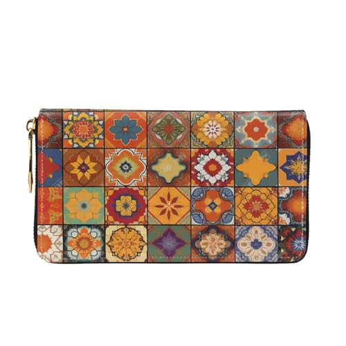 Group of Moroccan Geometric Women's Wallet Large Capacity Credit Card Holder Zip Phone Clutch Ladies Travel Purse2
