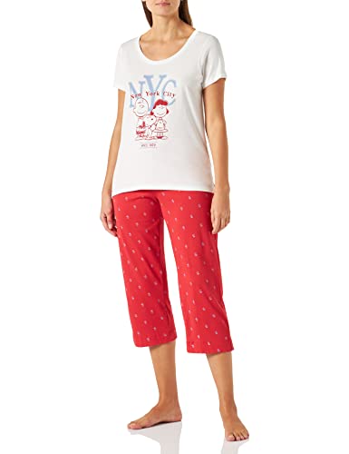 women'secret Pyjama Long Capri 100% Coton Snoopy, Blanc Ivoire, XXL Femme Cover