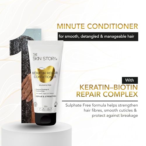 Image of The Skin Story Sulphate-Free Shampoo & Conditioner Hair Care Set | Sulphate-Free Keratin Shampoo (450ml) and Keratin Conditioner (250g) | Repairs & Nourishes Damaged Hair | No Sulfate | Combo Pack