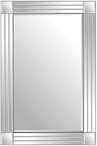 MirrorOutlet Espejo de Baño Veneciano con Triple Biselado, 91 cm x 61 cm, Color Plateado Cover