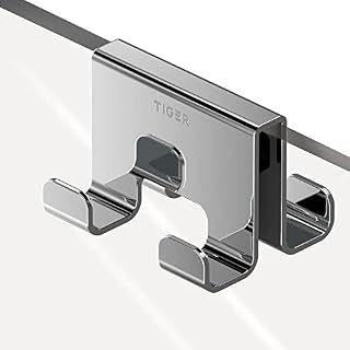 Tiger Caddy Towel Hook for Shower Enclosure 6-8 mm Double, 5,6 x 7 x 5 cm, Chrome