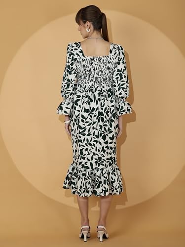 Image of Sheetal Associates Women's Casual Flared Sleeve Crepe Floral Fit and Flare Dress