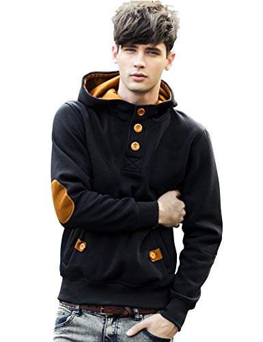 Image of EYEBOGLER Men's Cotton Knited Sweatshirt (SW4-BLMT P4 Black-Mustard S)