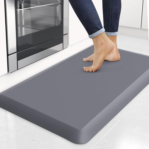 Image of 4 /5 Inch Thick Kitchen Mats for Floor, StepRite Kitchen Rug for Standing Desk, Non-Slip, Thicker, Stain & Water Resistant, Comfort Anti Fatigue Floor Mat for Home, Kitchen, Office - Grey,32 * 20''