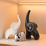 Elefantes Decoracion Figuras,Estatua Moderna de cerámica,Elefante de la Buena Suerte,para estanterías,Salas de Estar,oficinas.Regalo para los Amantes de los Elefantes (Elefante de orejas grandes)