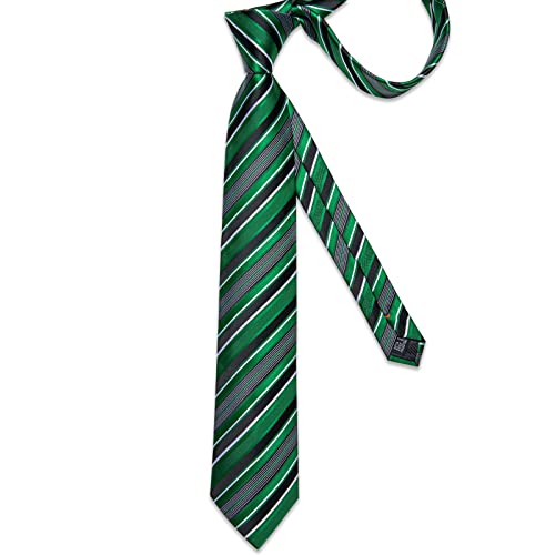 Image of DiBanGu Mens Striped Tie Silk Woven Necktie and Pocket Square Cufflinks Tie Clip Set Wedding Business Formal Gift Tie for Men