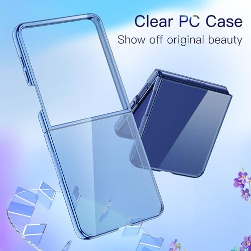 Image of JETech Case for Samsung Galaxy Z Flip 7 2025, Crystal Transparent Hard PC Shell, Anti-Scratch Shockproof Slim Protective Phone Cover (Blue Shadow)