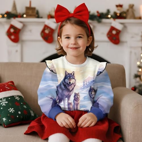 Xhuibop Toddler Crewneck Sweatshirt Fall Outfits Ruffle Long Sleeve Shirts for Girls Stylish Graphic Tees3