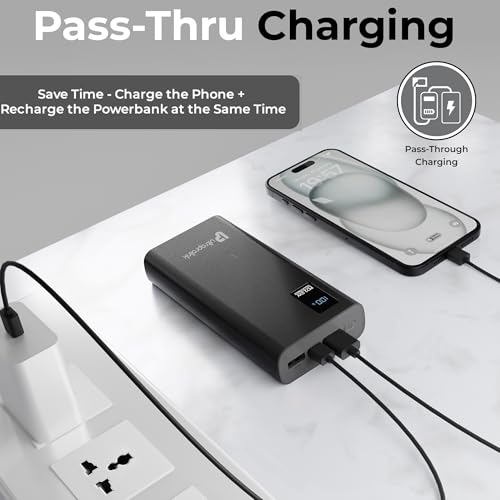Image of UltraProlink 20000mAh Slim 22.5W QC-PD -PPS Power Bank|Juice-Up Pro+ |for iPhone 15 /14,iPad,Galaxy, Nothing & Pixel Phones|UM1118|Black