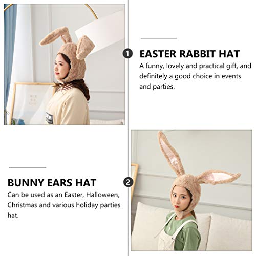 KESYOO Chapéu de Orelhas de Coelho de Pelúcia Orelhas de Coelho Macias Capuz Boné de Inverno Quente