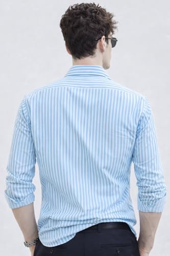 Image of U TURN Men's Casual Solid Stylish Formal Striped Plus Size Shirt for Men
